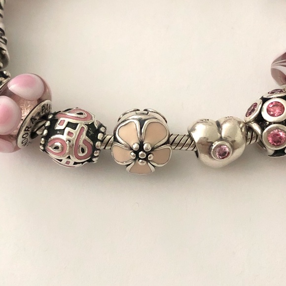 💕3/$85 Pink Cherry Blossom PANDORA 925 Clip - Picture 7 of 10